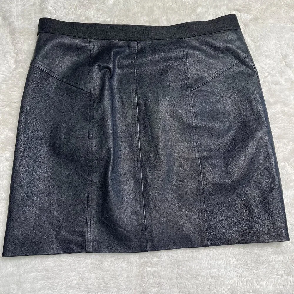 Theory Women's Black 100% Leather Pencil Zip Up Skirt Size 6 - Picture 3 of 6